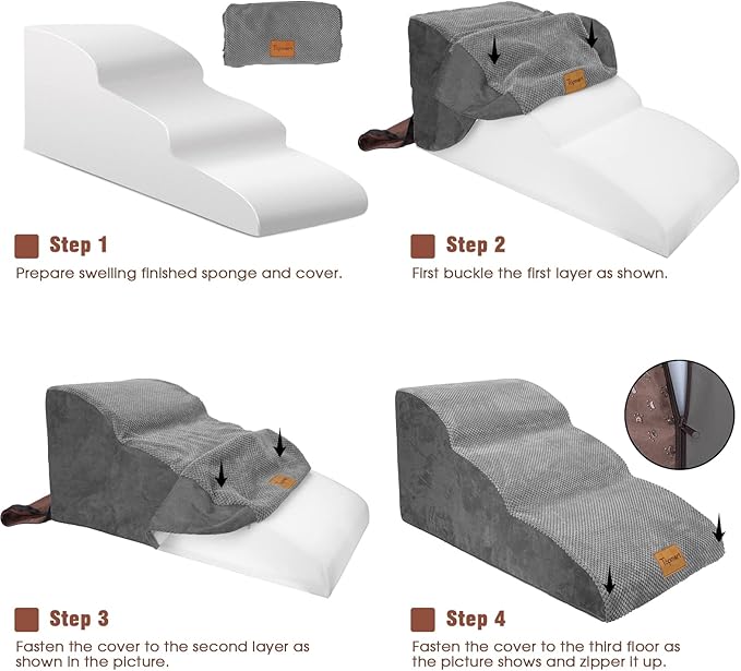 Replacement Waterproof Cover for Topmart Extended Foam Dog Ramp&Steps 3 Tiers, 33.1" L*15.7" W*15.7" H