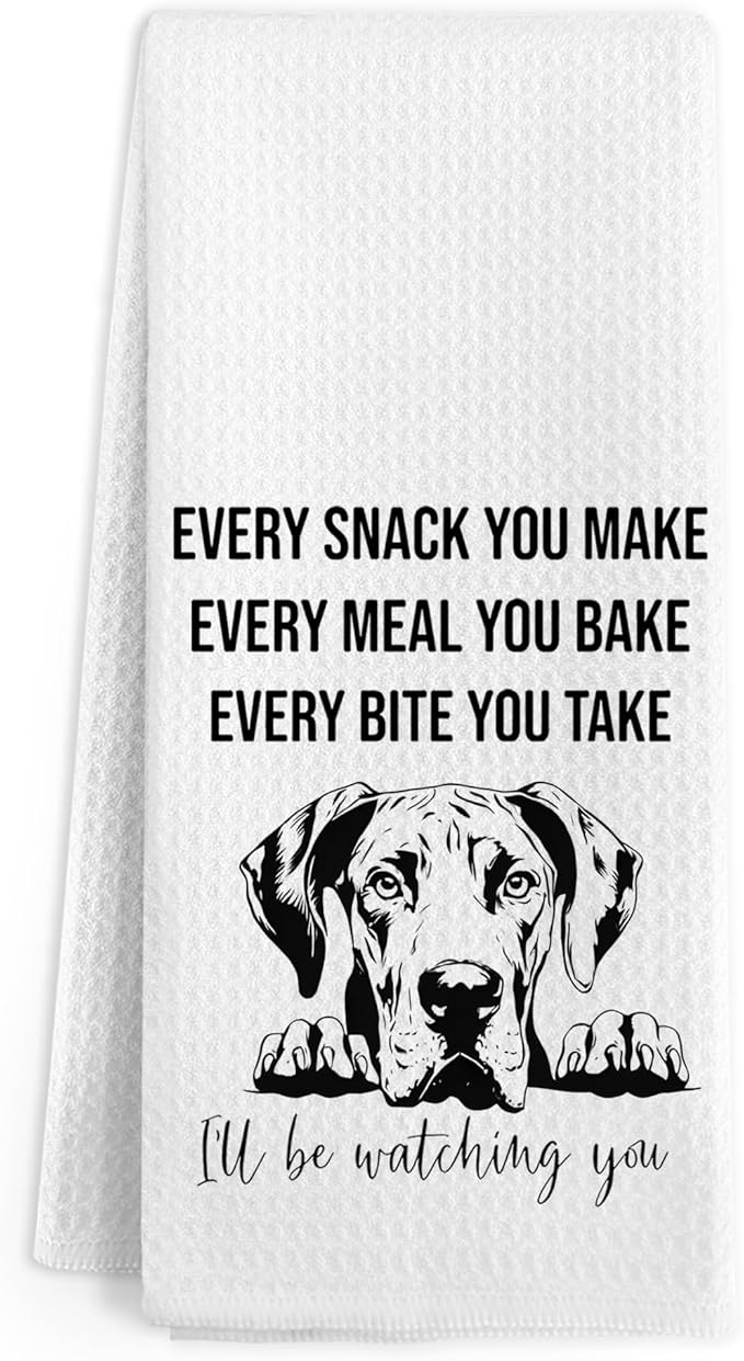 Funny Great Dane Dog Kitchen Towels, Great Dane Gifts Hand Towels, Funny Dogs I'll Be Watching You Hand Dish Tea Towel for Kitchen Bathroom Decor, Gifts for Dog Lovers Owners, 16x24 Inch