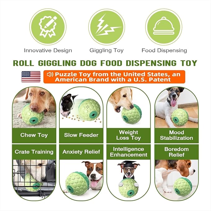 KADTC Dog Treat Dispenser, XL-Size, Wobble Giggle Ball, Roll Herding Egg, Tough Chew Toy for Large Aggressive Chewers, Interactive Indoor & Outdoor Play