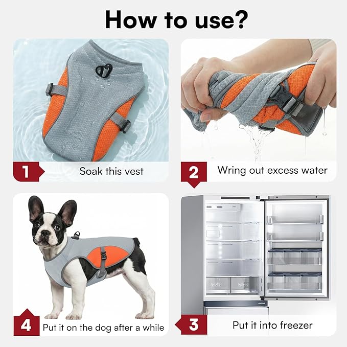 Dog Cooling Vest for Medium Dogs, Dog Cooling Jacket with Mesh and D Ring, Pet Reflective Stripe Jacket for Summer, Orange-M