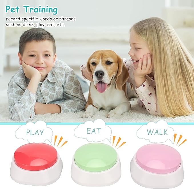 6 PCS Voice Recording Button, Dog Buttons, Communicati Recordable Dog Talking Buttons Set, Dog Buttons for Communication, Pet Command Buttons for Training Cats Dogs