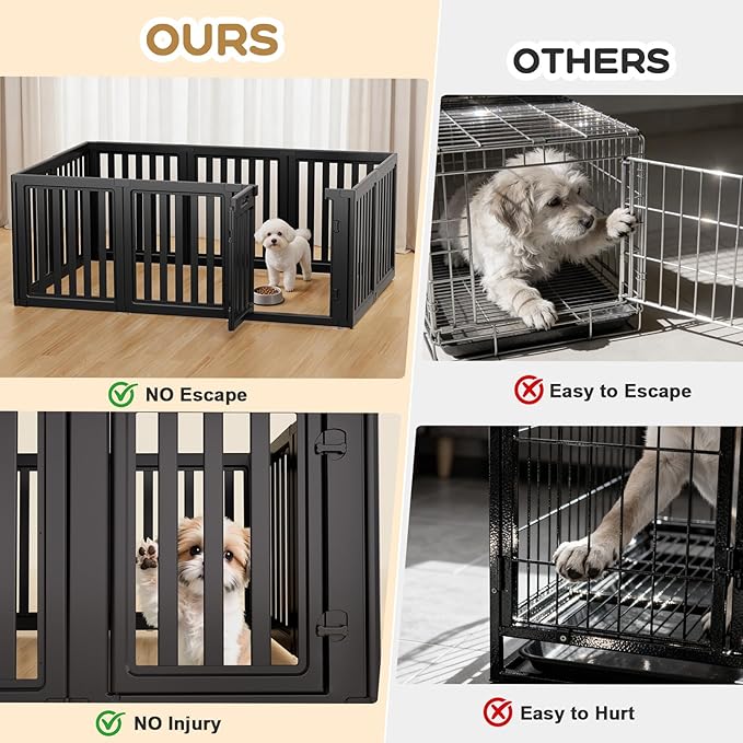 Dog Playpen, Clear Dog Pen, Dog Pen Indoor, Easy to Install and Remove Dog Play Pen, Puppy Playpen Suitable for Dogs, Cats,Dog Playpen Indoor (Black, 30.3 inch Height, 10 Panels)