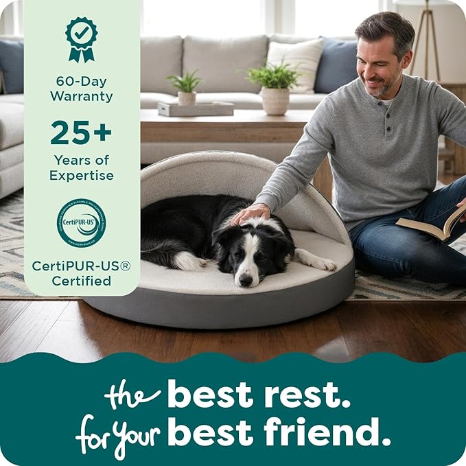 Furhaven 35" Round Memory Foam Dog Bed for Large/Medium Dogs w/ Removable Washable Cover, For Dogs Up to 50 lbs - Sherpa & Suede Snuggery - Espresso, 35-inch