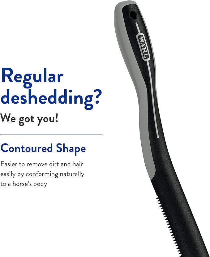 Wahl Professional Animal Equine Grooming Horse Shedding Tool (#858714) - Contoured Shed Tool - Hair Shedder & Deshedder - Removes Dirt - Supplies - Black