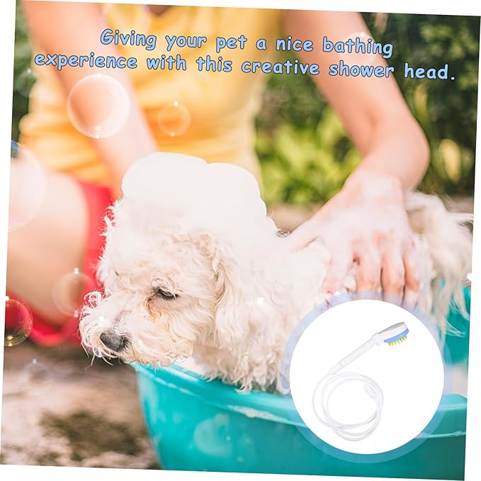 Yardwe Abs Dog Shower Sprayer with Hose Powerful Full Coverage Puppy Shower Sprinkler and Pet Massage Brush for Efficient Bathing and Grooming Water Saving Handheld Pet Bath Tool