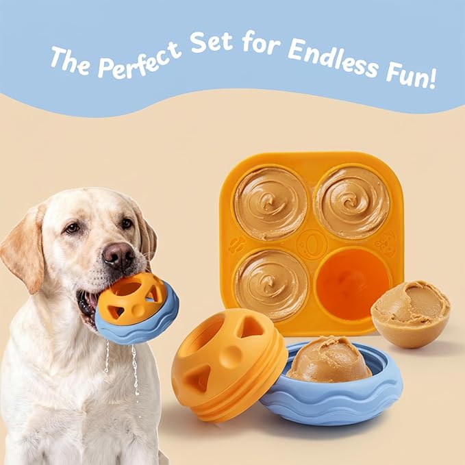Nocciola Enrichment Dog Licking Toy Set, Frozen Treat Molds & Interactive Feeder for Aggressive Chewers, Freezable Rubber Dog Lick Bowl Long-Lasting to Keep Them Busy, Engagement & Anxiety Relief