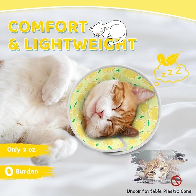 Cat Cone Collar Soft to Stop Licking, Adjustable, Foldable Lightweight Kitten Cones After Surgery Recovery for Cats & Kittens, Cat Cone Alternative, Easy Eating (Yellow, S)