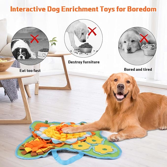 Yummy Sam Snuffle Mat for Small and Medium Dogs, 2 in 1 Portable Interactive Nose Smell Training Sniffing Pad with Puzzle Toys for Boredom Stimulating Slow Eating and Keep Busy (Green)