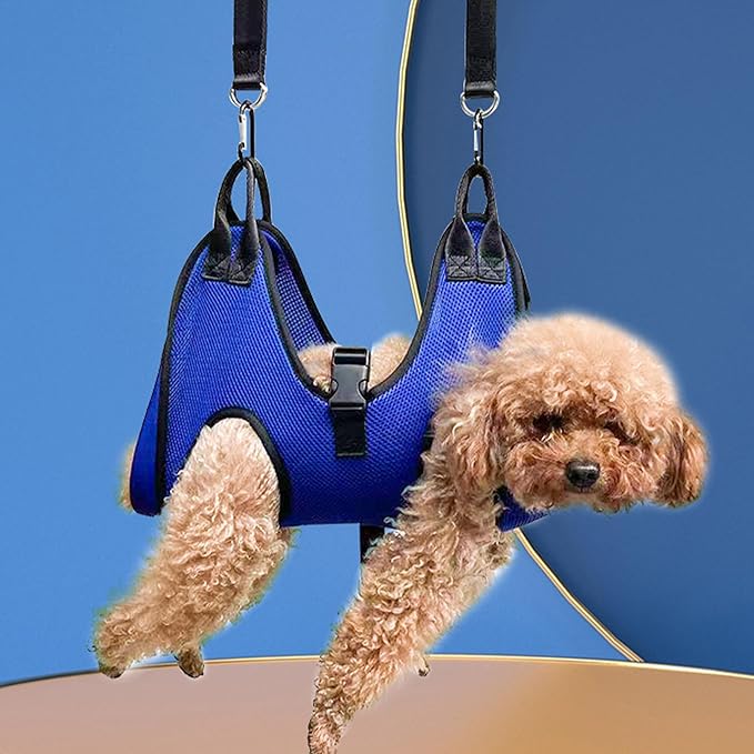 Dog Grooming Hammock, Helpful Hammock for Nail Trim, Restraint Sling for Nail Clipping, Grooming Hammock for Dog Pet to Nail Trimming (Blue(No Nail Trimming Kit), S)