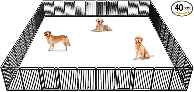 New Thickened Version Dog Playpen, 43 Inch Dog Fences for The Yard, Portable Outdoor Dog Playpen for Large/Medium/Small Dogs, Foldable Metal Dog playpen, with Doors (40 Panels, 43 Inch)