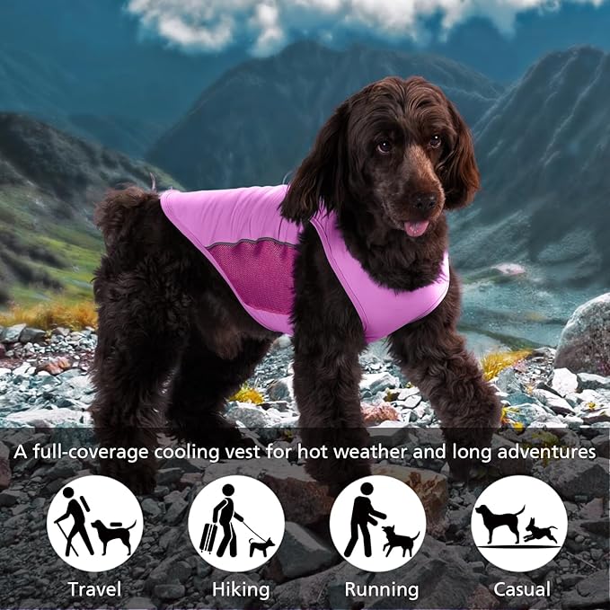 UPF 50+ Sun Protection Dog T-Shirt, 2 Pack Lightweight Sleeveless Dog Vest for Small Medium Dogs Girl – Reflective Strips, Quick-Dry Pet Apparel, Sports Fan Shirt P23ST00504L