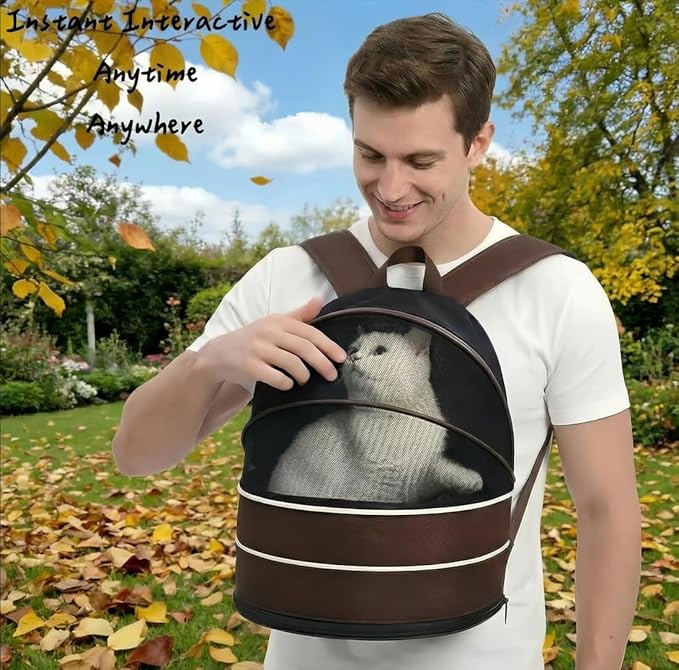 Pet Carrier Backpack for Cats and Small Dogs-Expandable Pet Tent Breathable Visible Pet Bag for Kitty and Puppy Foldable Pet Nest Bed Perfect for Travel Walks Shopping Vet Visits Home Use-Coffee