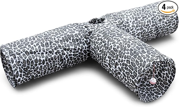 Feline Ruff 3 Way Cat Tunnel. Extra Large 12 Inch Diameter and Extra Long. A Big Collapsible Play Toy. Wide Pet Tunnel Tube for Rabbits, Kittens, Large Cats, and Dogs (Animal Print)