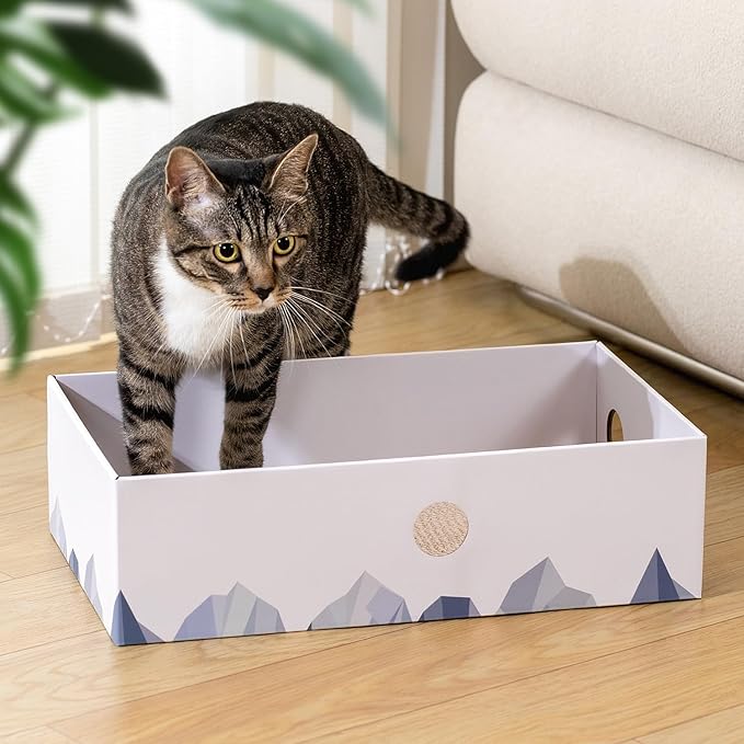 Conlun Cat Scratcher Box with 3-Layer Corrugated Pad, Heavy-Duty Double-Sided Cardboard Scratching Board & Bed, Checkered Design, for Cats, Large 2-Pack