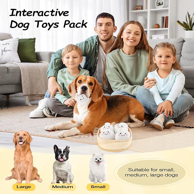 Sedioso Dog Squeaky Toys, 5-Pack Interactive Dogs Toy, Stuffed Dog Chew Toys, Durable Plush Toy for Puppy, Small, Middle, Large Dogs