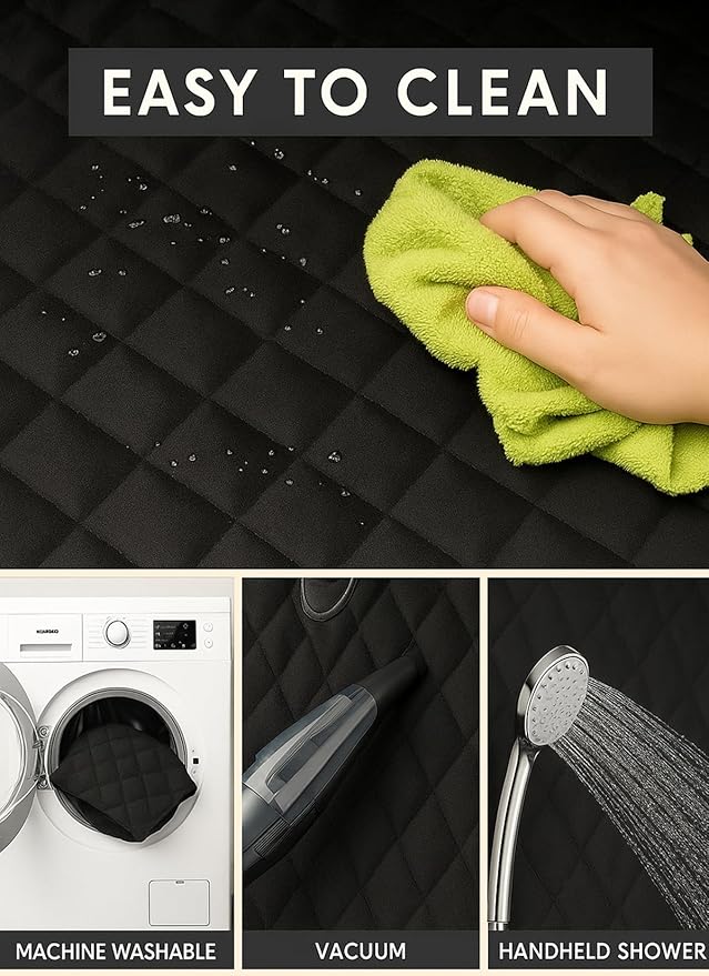 fidozen Waterproof Dog Car Seat Cover for Back Seat: Suitable for Small and Large Dogs, Large Size Hammock and Pet Protector, Backseat Protector for Cars (BLK(Split Bench, Standard (54" W x 58" L))