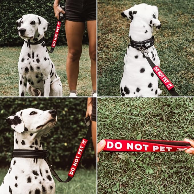 Tuff Pupper Waterproof Leash Sleeve | Fits Any Standard Size 1 Inch Wide Leash | Dual Sided Message | Durable Neoprene & Silicone | Odor & Stink Proof | Easy Secure On & Off (2 Pack, Do Not Pet)