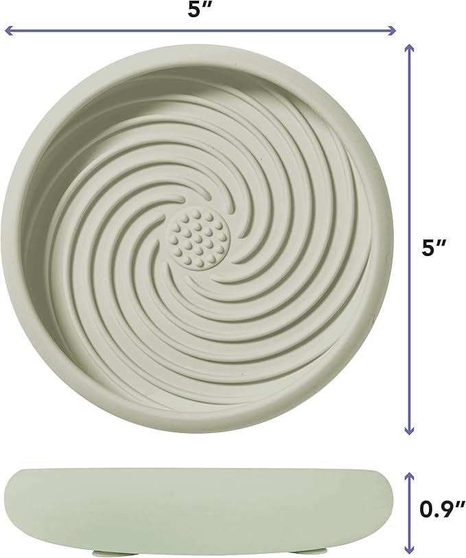 Awoo Lick Dish - Silicone Lick Mat + Slow Feeder for Cats & Small Dogs - Non-Slip Design with Suction Cups - Dishwasher Safe, Extends Mealtime, Reduces Anxiety (Sage)