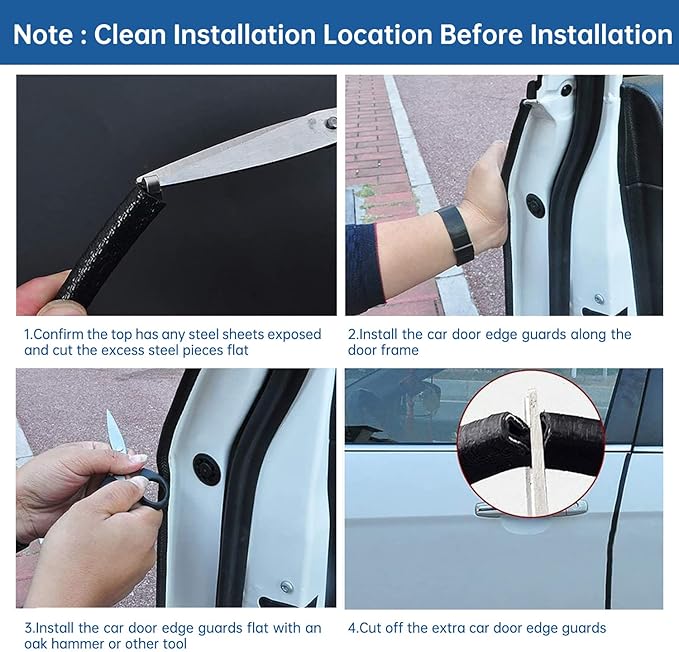 Car Door Edge Guards 32Ft(10M) Universal Rubber U Shape Edge Trim Car Door Protector Edge Guards Rubber Seal Protector for Most Car Rucks SUV Installation, No Glue Required, Black