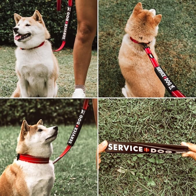 Tuff Pupper Waterproof Leash Sleeve | Fits Any Standard Size 1 Inch Wide Leash | Dual Sided Message | Durable Neoprene & Silicone | Odor & Stink Proof | Easy Secure On & Off (2 Pack, Service Dog)