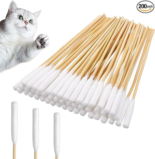100 Pcs Large Cotton Swabs 6 Inch Dog Ear Swabs with Bamboo Handle for Dogs Soft Cotton Gentle and Lint-Free Dog Ears Clean Tips for Ear Cleaning Pet Care