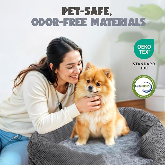 Orthopedic Dog Bed for Large Dogs, XL, 48 Inches, Oval Pet Bed with Memory Foam, Removable Washable Cover, Bolstered Sides, Non-Slip Bottom, Designed for Senior Dogs, Gray