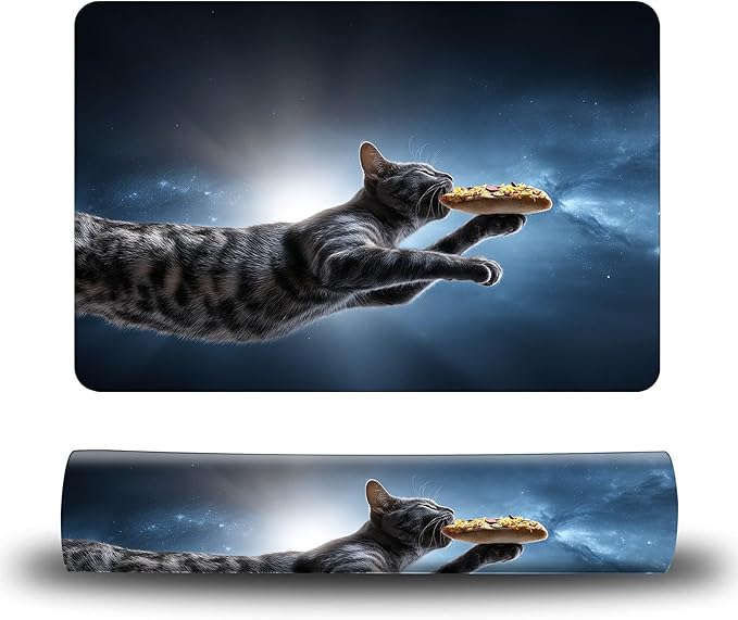 Dog Food Mat, 19.6" x 23.6" Absorbent Pet Feeding Mat for Food and Water, Waterproof Diatom Mud Pet Placemat with Non-Slip Rubber Backing, Easy Clean Cat Bowl Mat for Floors - Gray Cat Galaxy