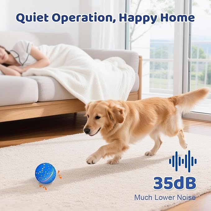 Interactive Dog Ball Toy - Smart Moving Bouncing Dog Ball with RGB Lights, E-TPU Material, 3 Play Modes Automatic Rolling Ball Dogs Toy for Small Medium Dogs Keep Them Busy(Blue)