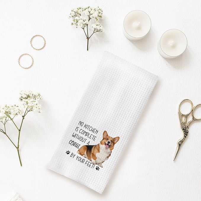 Corgi Dog Kitchen Towels - Corgi Gifts for Corgi Lovers Women, Cute Corgi Dog Hand Towels Dish Towels, Corgi Stuff, Corgi Decor, No Kitchen is Complete Without a Corgi, 16x24 Inch