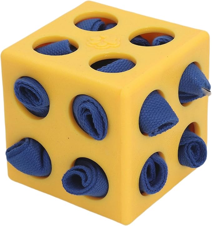 Dog Enrichment Toy Snuffle Ball Interactive Treat Dispenser Puzzle for Mental Stimulation with Slow Feeder Design for Dogs Pets (Yellow)