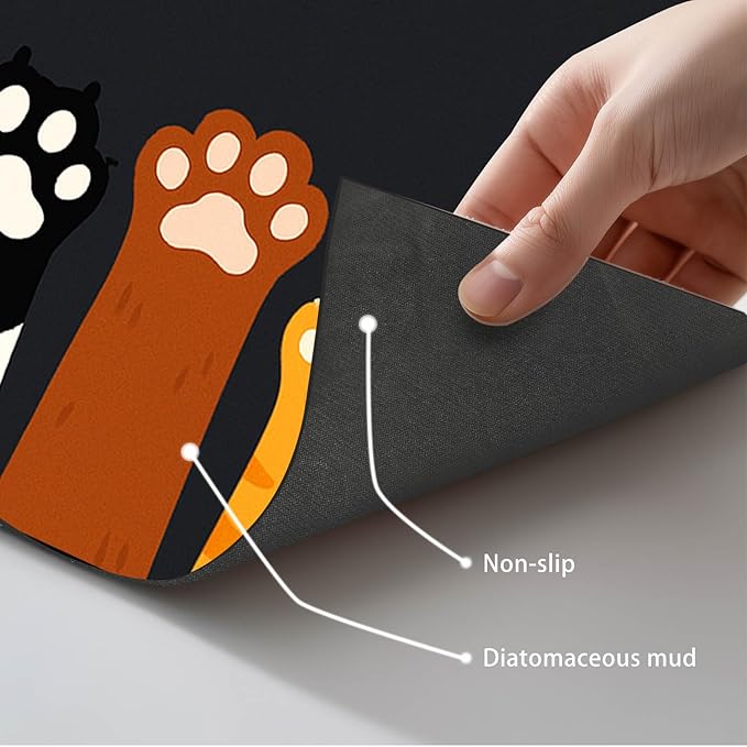 HOMETITUTE Cute Animal Paw Pet Food Mat Non Slip Spill Proof Feeding Pad for Cats Kittens Small Dogs Food and Water Bowl Mat Easy Clean Fast Dry Placemat for Pet Feeding Area Kitchen Decor 20" x 12"