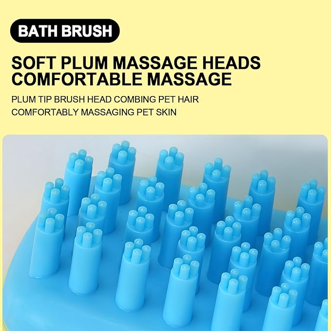 HOP Yellow Shoe-Shape Dog Bath Massage Brush Soft Plum Massage Head Dog Washing Brush Pet Grooming Cleaning Tool for Small Medium Dogs and Cats Gentle Remove Loose Hair Knots Deep Cleansing