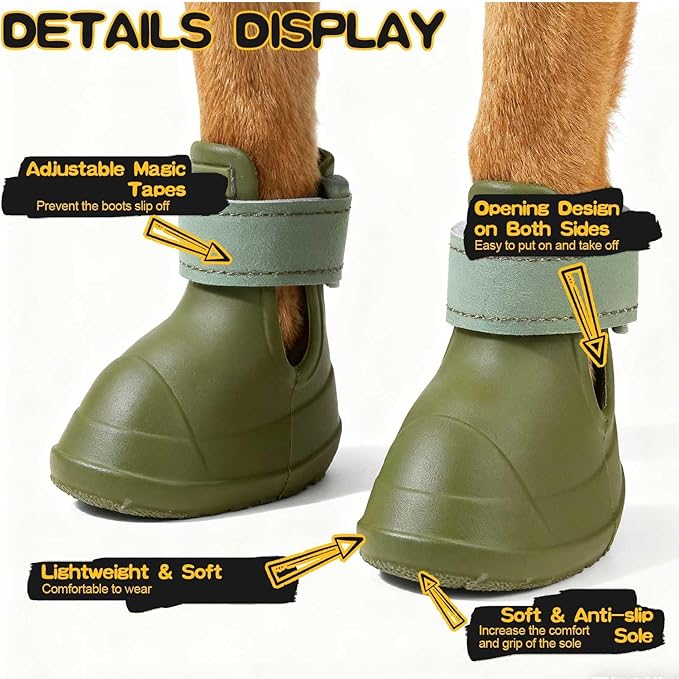 EXPAWLORER Dog Shoes for Hot Pavement Small Medium Large Dogs, Waterproof Non-Slip Dog Summer Booties with Socks, Easy On & Off Pet Boots & Paw Protectors, Easy-Clean for Beach Outdoor Rain (Green M)