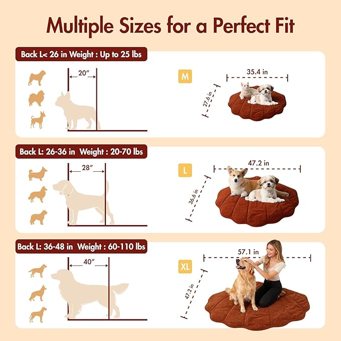Vagascape Dog Bed, Waterproof Pet Bed with Removable Cover, Comfort Cat Dog Pad for All Seasons, Heating Red Shell Shape Cat Mat with Nonskid Bottom(57"x47")