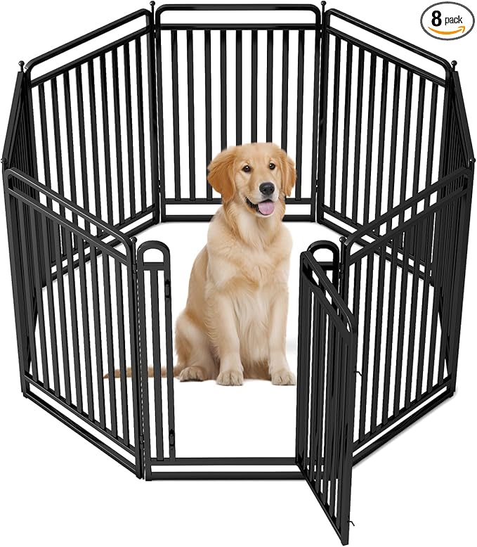 New Thickened Version Dog Playpen, 40 Inch Dog Fences for The Yard, Portable Outdoor Dog Playpen for Large/Medium/Small Dogs, Foldable Metal Dog playpen, with Doors (8 Panels, 40 Inch)