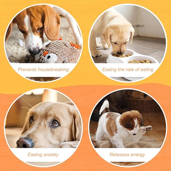 Slip-Free Dog Snuffle Mat, Dog Feeding Mat Slow Feeder with Hanging Ropeand Relieve Stress, Snuffle Mat for Dogs Rabbits Hamsters to Improve Digestion (Three Flowers)