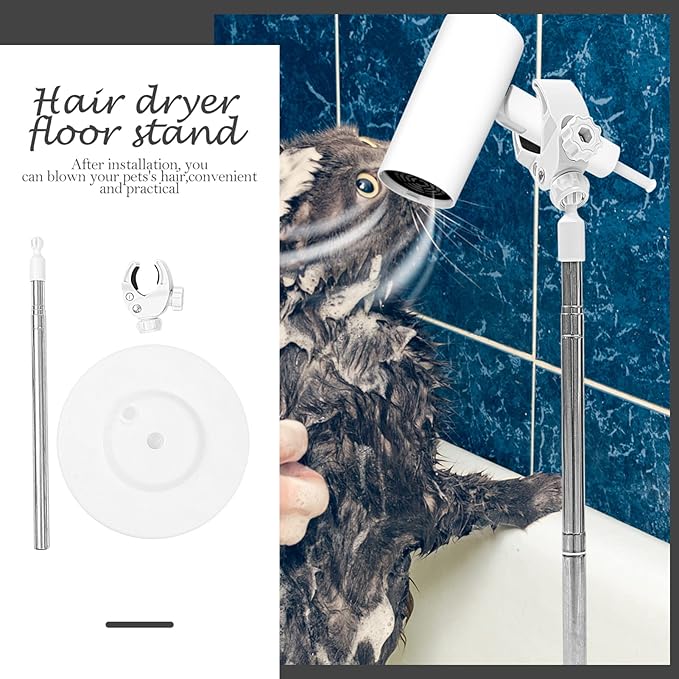 VILLCASE Hair Dryer Stand Hair Dryer Stand Holder Hands Free with Heavy Base for Pets 360 Degree Rotating Adjustable Height