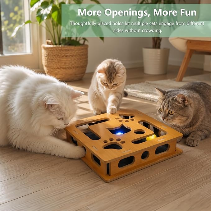 NEW Cat Nail File Enrichment Box, Scratch Puzzle with Sandpaper Surface, Stress-Free Nail Care Alternative, Interactive Maze Scratcher with Bell Ball for Indoor Cats