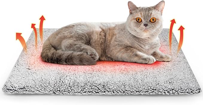 Buvlnee Self Warming Cat Bed Mat, Self Heating Mat for Dog, Extra Warm Thermal Pet Pad with Non-Slip Bottom, Removable Washable Cover for Indoor Outdoor Non Electric (Black, 20x30in)