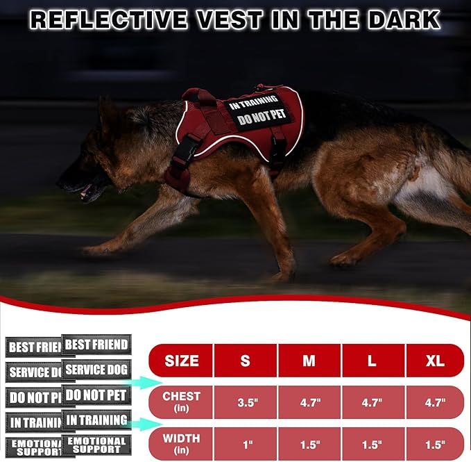 WINSEE Service Dog in Training Mesh Harness with 10 Pet Patches, Soft Air Mesh Breathable Tactical Dog Molle Vest, Reflective Military Pet Vest for Walking Hiking for Small Dogs