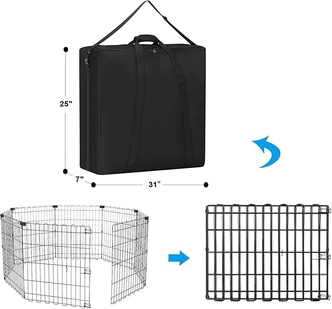 30" Dog Playpen Storage Bag, Suitable for Foldable Exercise Pet Playpens, Dog Fence Travel Bag with Handles for Camping and RV Trip, Waterproof Oxford Fabric