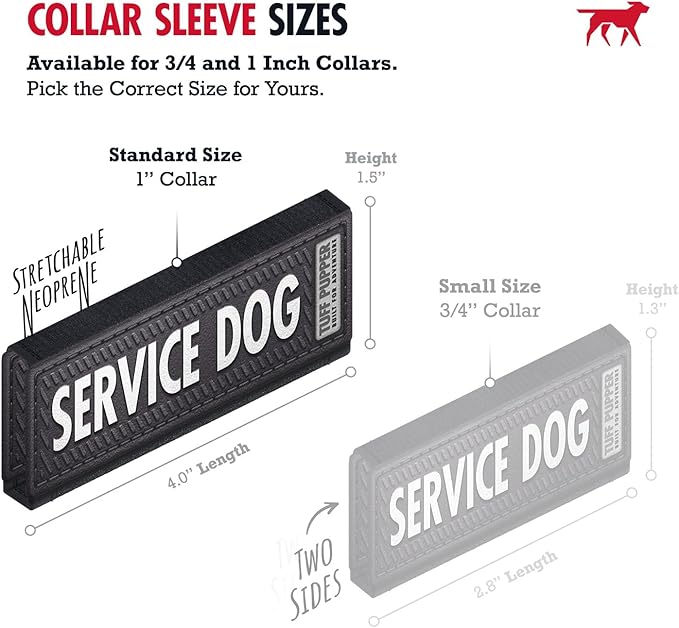 Tuff Pupper 2-Pack Waterproof Collar Sleeves | Fits Any 1 Inch Wide Dog Collar | Dual Sided Message | Durable Silicone & Neoprene | Odor & Stink Proof | Easy Slide On & Off (Service Dog, Standard)
