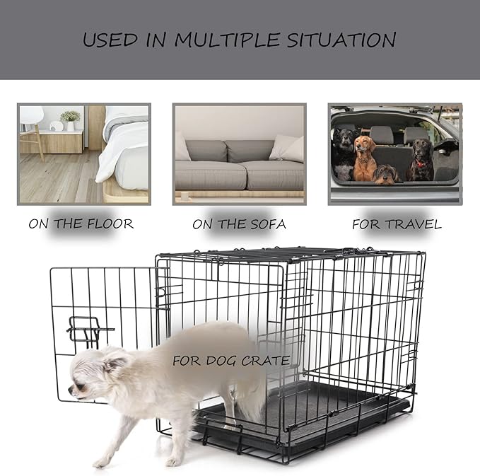 Washable Dog Bed Reversible Dog Beds for Crate Soft Fluffy Kennel Pad Anti-Slip Pet Sleeping Mat for Large Jumbo Medium Small Dogs (Grey, 24.00" x 18.00" x 1.50")