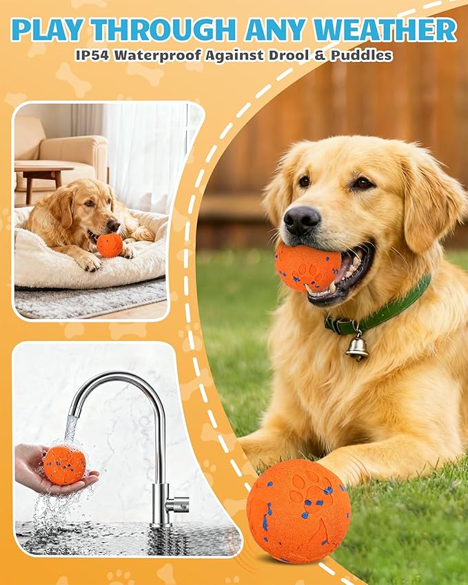 Interactive Dog Ball Toys for Medium & Large Dogs,Self-Moving, Auto-Vibrating,Bouncing Smart Dog Ball That Moves on It's Own Keep Them Busy,3.1″ Chew-Resistant E-TPU,IPX7 Waterproof (Include Gift Bag)