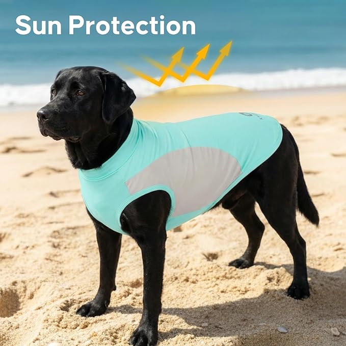 KYEESE 2Pack Dog Cooling Shirt, Breathable Dog Shirt for Large Dogs Boy, Sun Protection Reflective Pet Vest, Lightweight Soft Tank Top Sleeveless Summer Dogs Clothes, Blue, 3XL