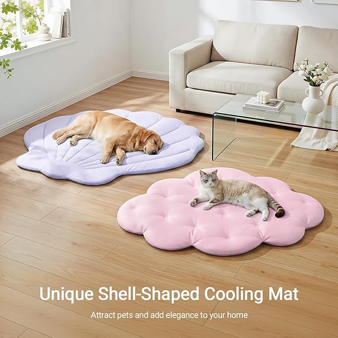 Dog Cooling Mat, 40'' × 40'' Large, Q-Max>0.4 Self-Cooling Mat for Dog, (Cool & Warm) Double-Sided Pet Cool Pads for Summer, Crate, Kennel, Machine Washable,Cat Cool Bed,Non-Gel, Macaron Purple