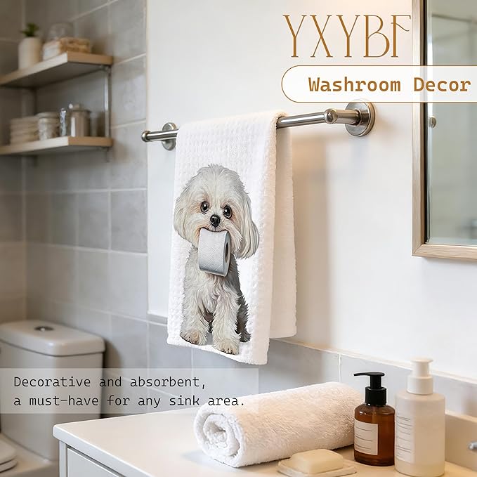 Funny Maltese Hand Towels for Bathroom Washroom Decor 16x24 Inches, Maltese Gifts for Women Men, Dog Lovers Mom Dad Gifts Bathroom Hand Towels Decorative