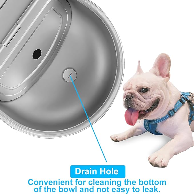 Automatic Pet Water Bowl with Float Valve, 304 Stainless Steel, Includes Bowl, Valve, 40" Hose, Adapters, Bolts, Wrench, Fits 1/2" & 3/4" Faucets, for Dogs/Livestock, Drain Hole