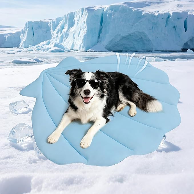 PUPTECK Dog Cooling Mat, 37”x33” Reversible Pet Self-Cooling Bed for Dogs, Thick & Soft Pet Cool Blanket Crate Kennel Pad, for Summer Indoor Outdoor, Blue L