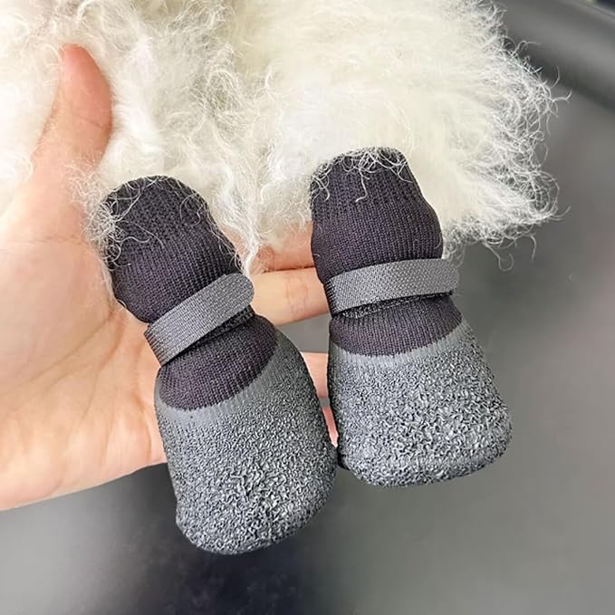 Dog Boots,Dog Paw Protectors Socks for Hot Pavement,Anti Slip Dog Shoes for Hardwood Floors_M(Black)